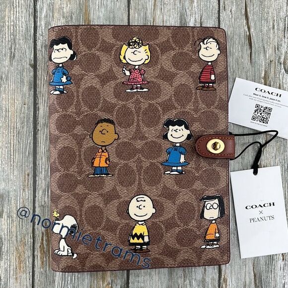 Coach X Peanuts Notebook & Snoopy Pencil Case In Signature Canvas Bag Purse - Picture 4 of 10
